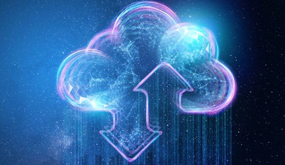 Digital cloud with up and down arrows