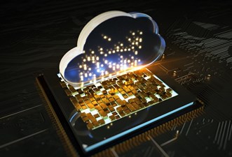 Digital cloud over computer chip