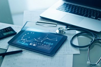 Tablet computer, laptop, stethoscope
