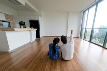 Young couple in new house